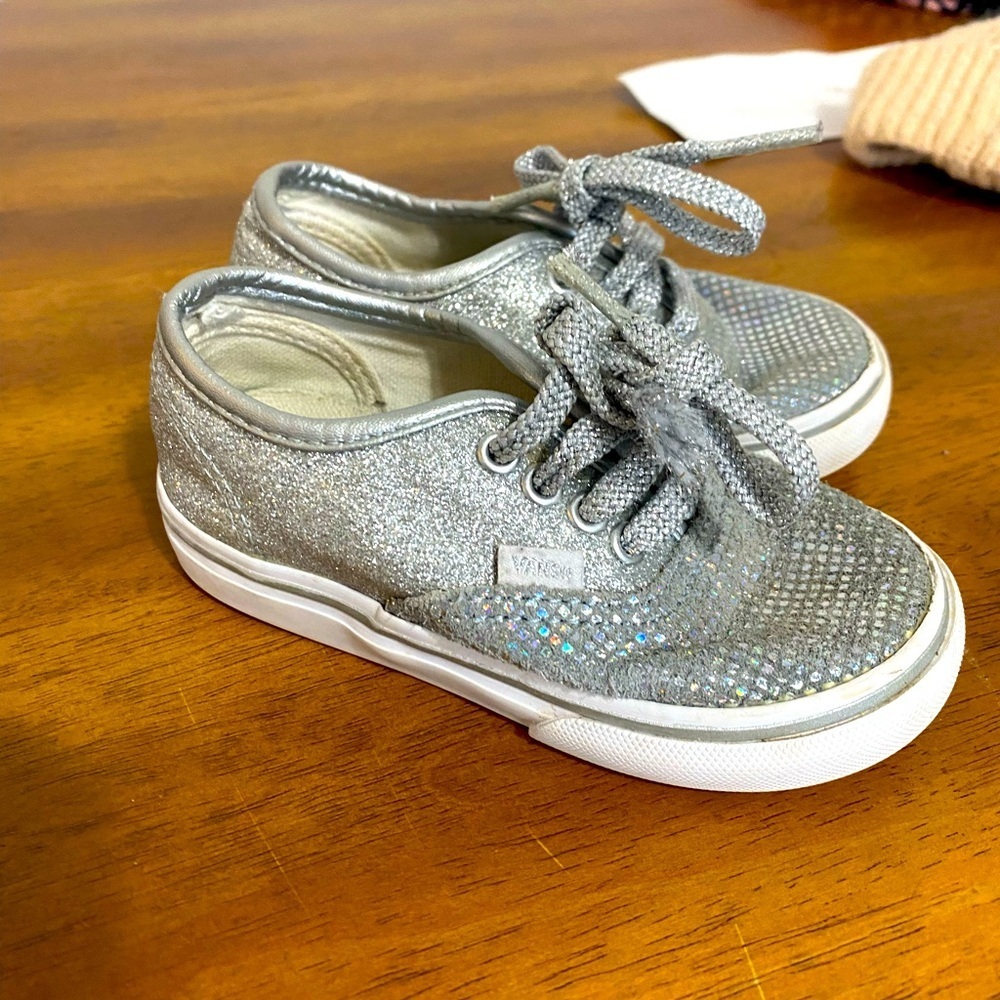 VANS Silver Glitter Sparkle Toddler size 7